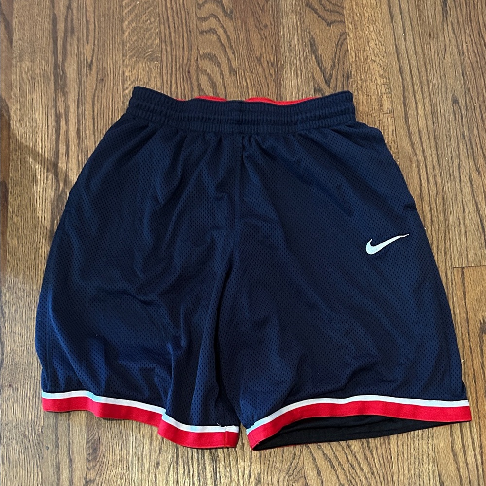 Nike Dark Blue Mesh Shorts with Red and White Accents